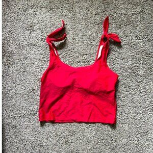 Kortni Jeane Tie Up Shoulder Red Swimsuit Top